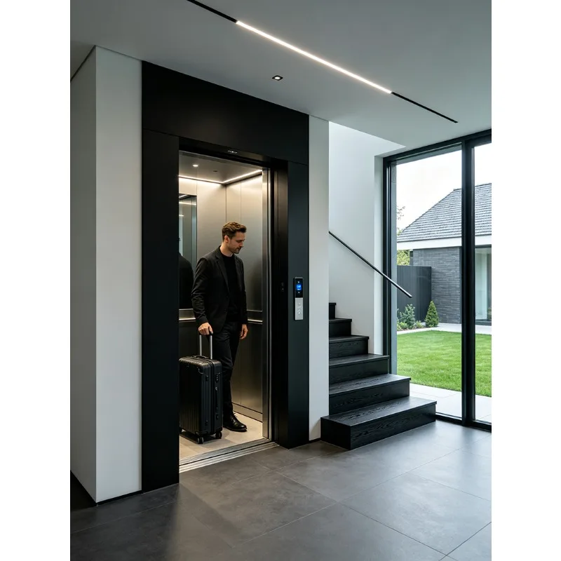 Low Noise Residential Elevator, Hydraulic House Lift with Emergency Lowering Function for Family Transportation