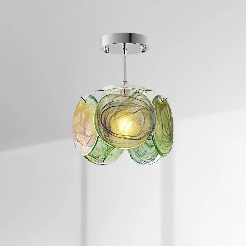 French Murano Corridor Ceiling Lights Pink Blue White Green Glass Ceiling Lamp for Entrance Aisle Porch Balcony Stair Cloakroom