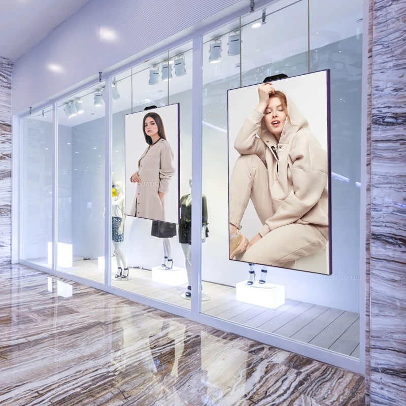 Hochwertiger Werbeplayer, 49 Zoll, digitale Beschilderung, 2500 Nits, hängender Seilwand für Walmart Supermarkt-Werbedisplay