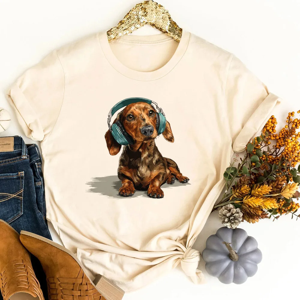 Dachshund t shirt women cute aesthetic kawaii top tees baddie 2000s anime gyaru