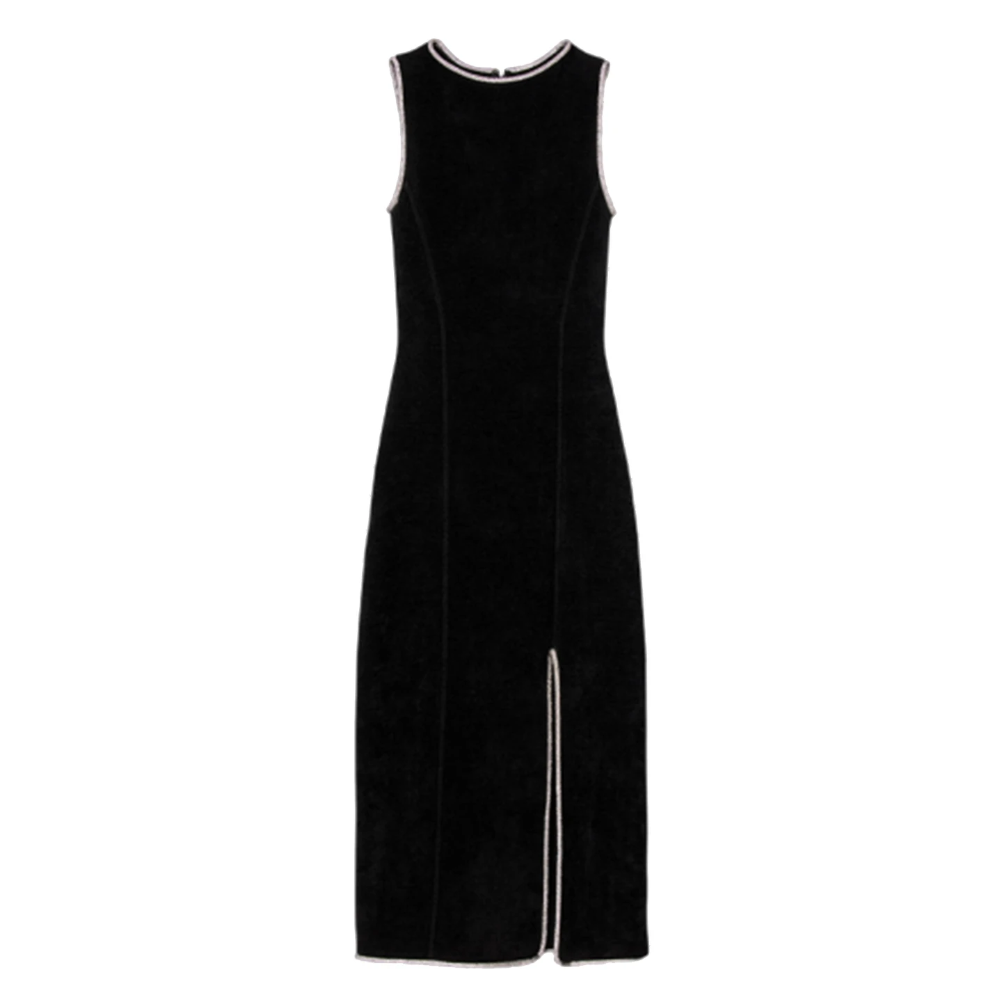 Ele Bla Diamond Trim Svel Slim Fit Split Dr para mujer Otoño Invierno Faion Falda acampanada de cintura alta Dr