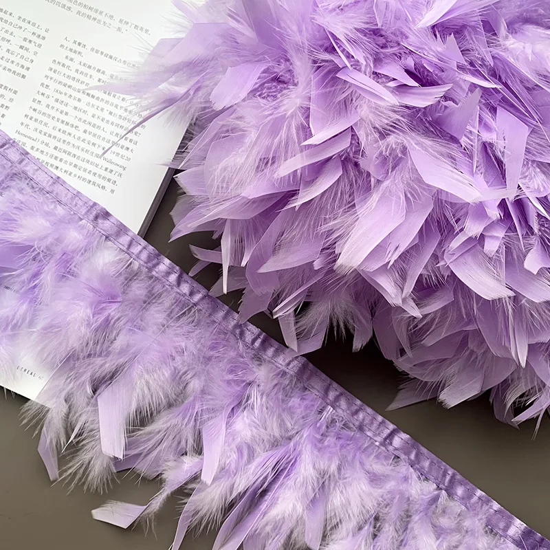 

Purple Natural Turkey Feathers Trim DIY Wedding Marabou Feather Ribbon Crafts Sewing Clothing Party Plume Handmade Home Decor