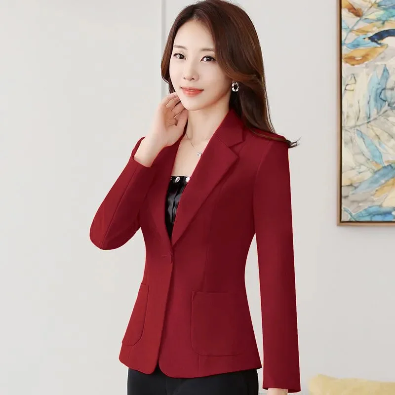 Chaqueta elegante con muescas para mujer, abrigo informal ajustado coreano, traje de moda, novedad de otoño, 2024