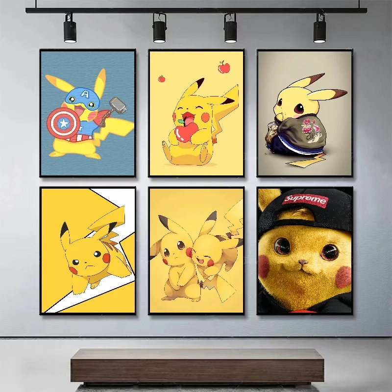 

Japanese Pokemon Vintage Pikachu Cute Mural Decor Gifts Art Movie wall decor Anime canvas painting Characters Poster