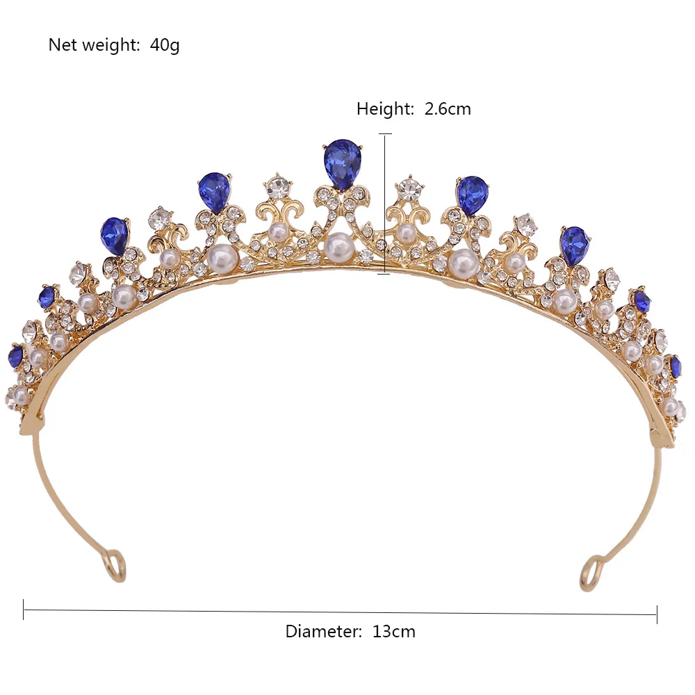 DIEZI 5 Colors Elegant Princess Pearl Crystal Tiara For Women Girls Wedding Birthday Party Crown Hair Dress Rhinestone Jewelry