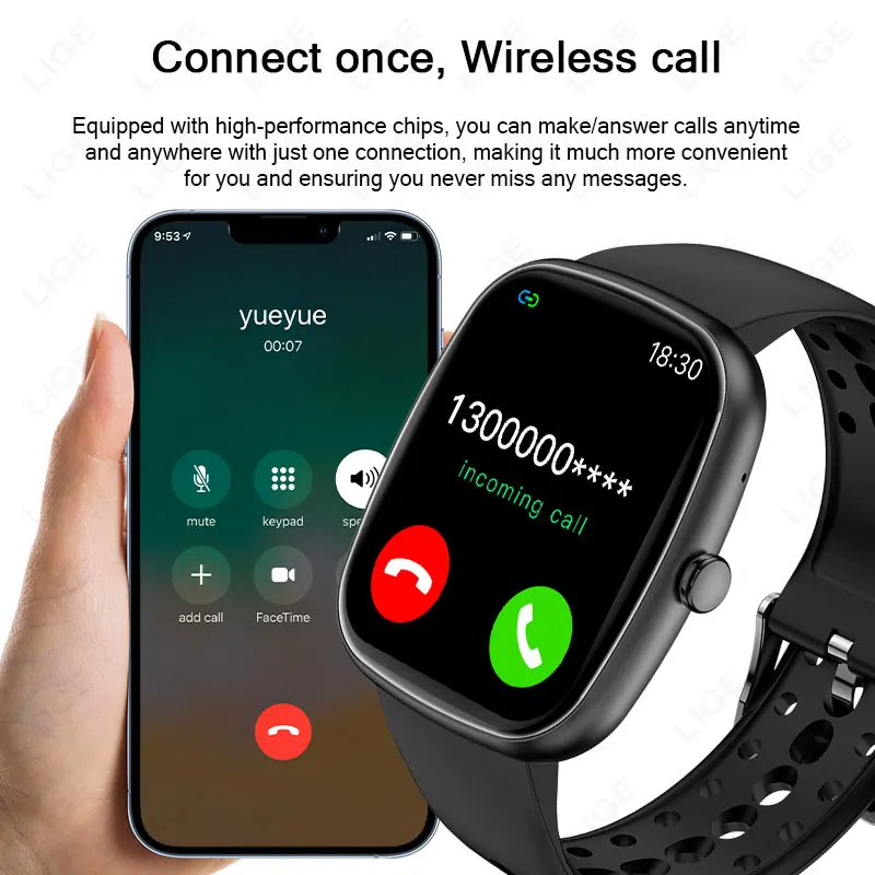 LIGE Bluetooth Call Smart Watch 1.83