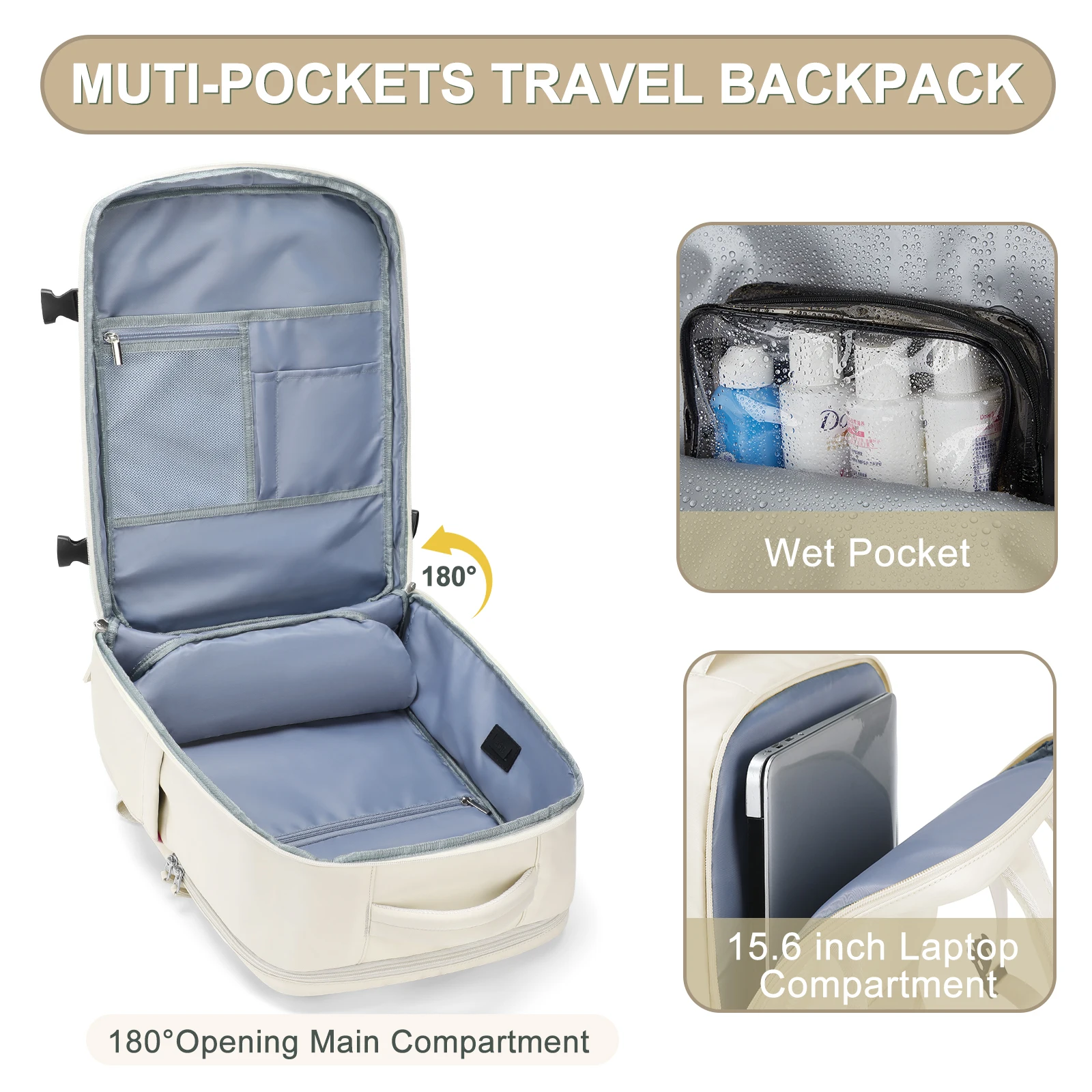 Travel Backpack,Carry On Personal Item Backpack Airline Approved,Large 16 Inch Laptop Backpack,Waterproof Casual College Daypack