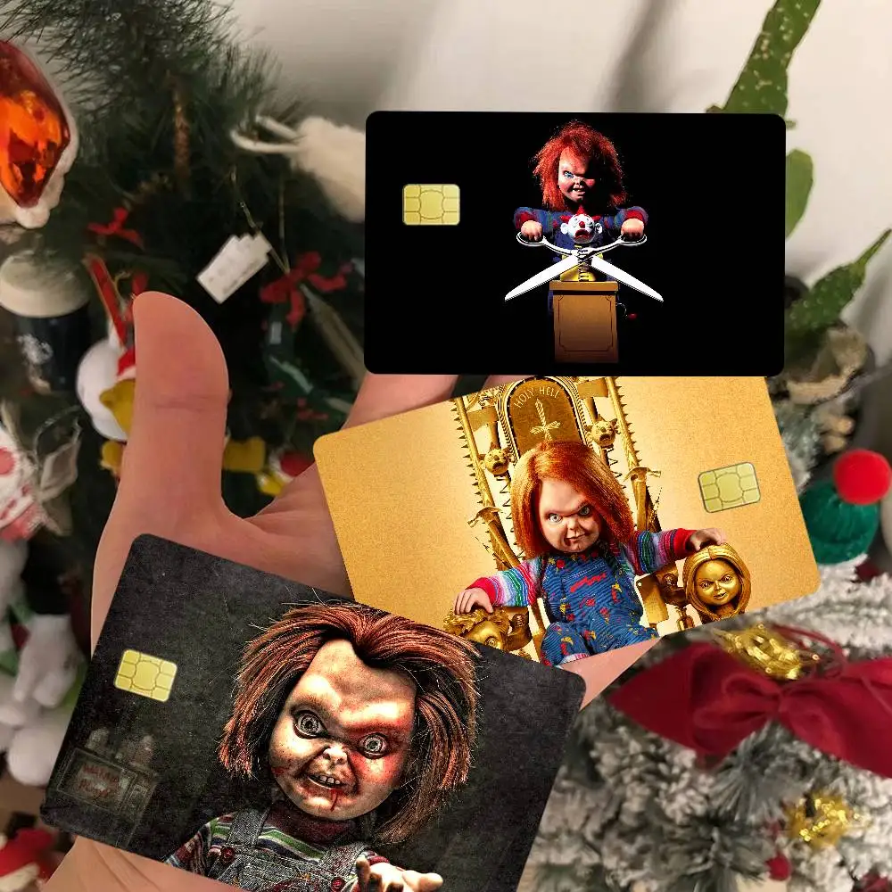 Horror Doll Chucky Credit Card Skin Stickers for VISA Bank Card Transportation Card Waterproof Sticker Anti-scratch Women Gift