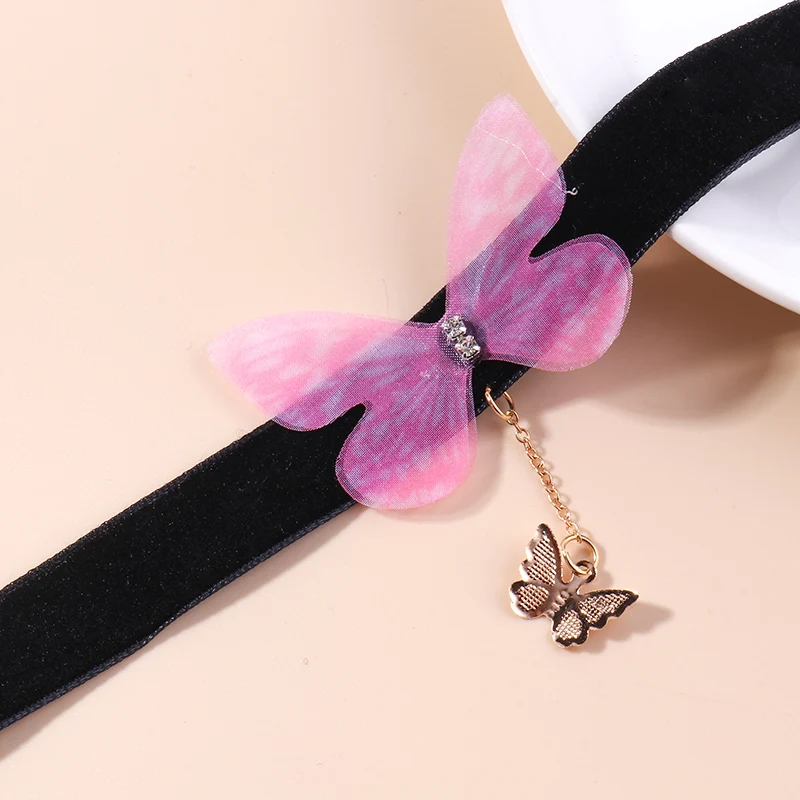 Aihua Heißer Verkauf Nettes Mädchen Schwarz Samt Spitze Schmetterling Blume Choker Halskette Sexy Loli JK Student Schlüsselbein Hals Kette Schmuck – Detail 6