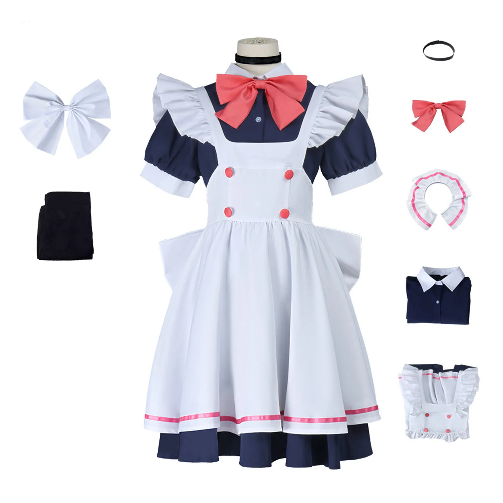 

Ayase Seiko Cosplay Costume Anime White Coffee Maid Dress Lolita Girl Uniform Halloween Carnival Party Outfit Set