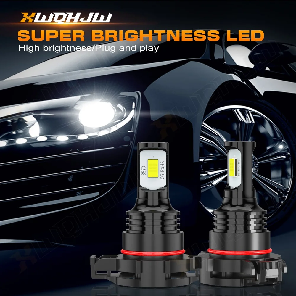 

XWQHJW 2PCS Car lights H16 Super Bright LED Headlights High Low Beam Fog Light Bulb White 6000K Minisize Car accsesories