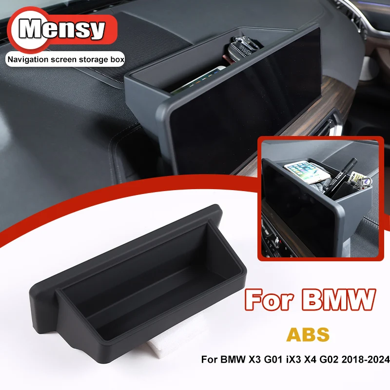 

For BMW X3 G01 iX3 X4 G02 2018-2024 Car Dashboard Navigation Screen Rear Storage Box Hidden Organizer Interior Accessories
