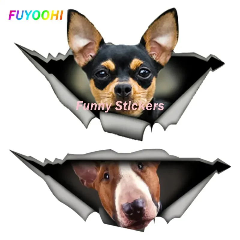 

FUYOOHI Play Stickers Funny Staffordshire Bull Terrier Collie Torn Metal Car Sticker Car Trunk Decor Motorcycle Helmet Trunk