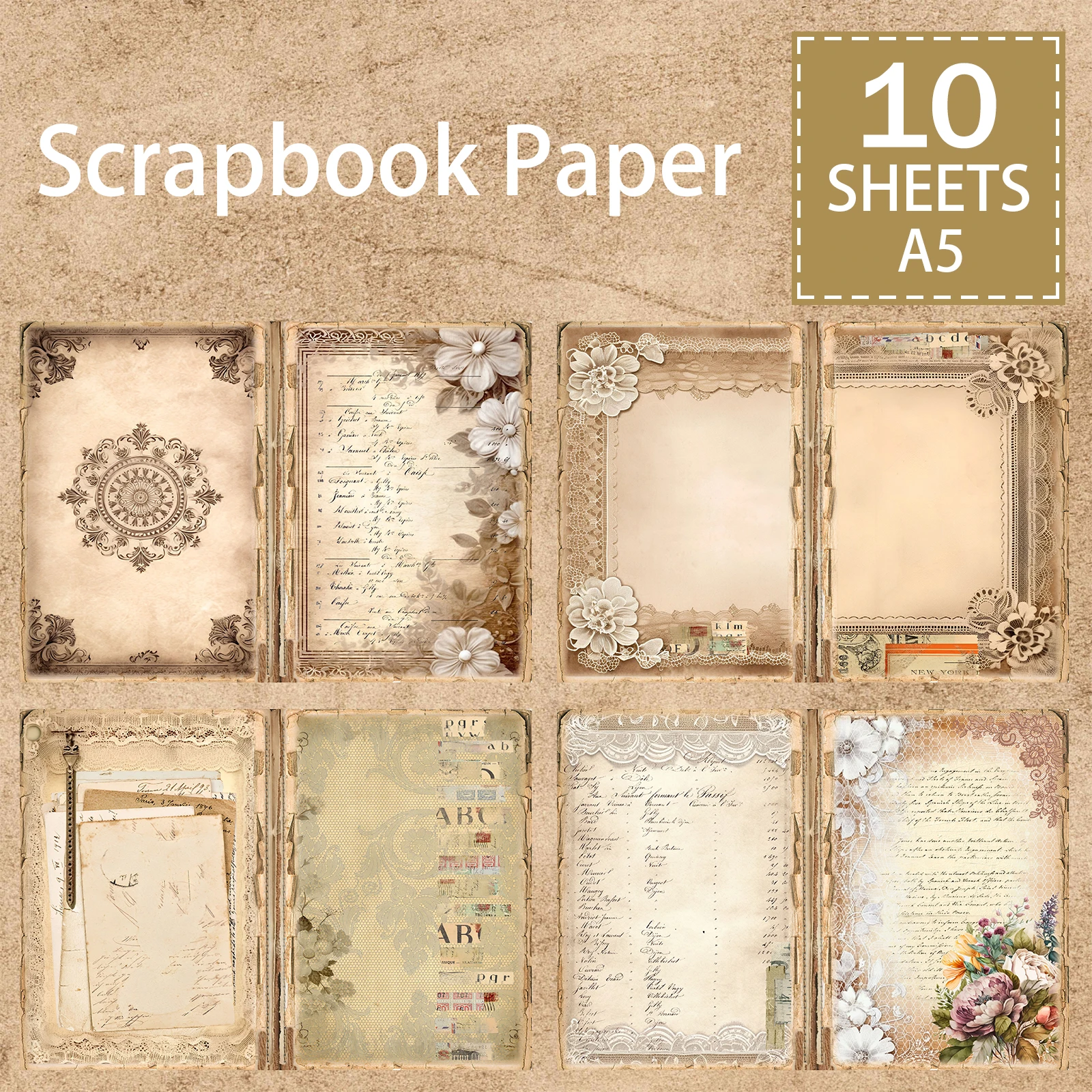 10 folhas tamanho a5 retro palavra colagem número etiqueta renda vintage grunge diário planejamento scrapbooking