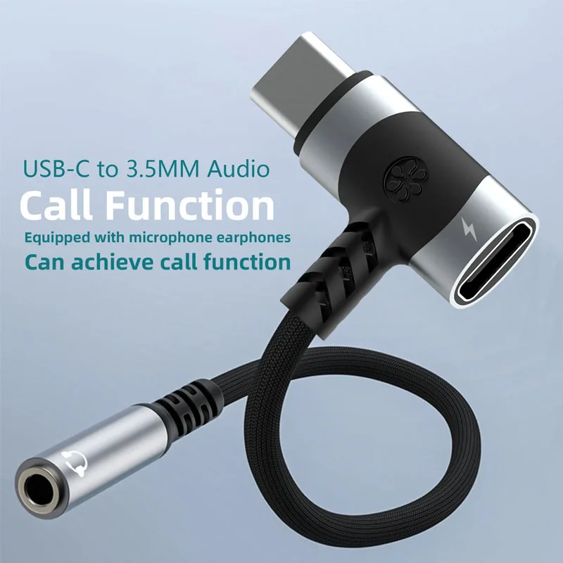 سماعات أذن USB C إلى 3.5 ملم ومحول شاحن 2 في 1 C-type إلى مقبس ميكروفون Aux، مع دونجل تشفير سريع الشحن PD 100 وات