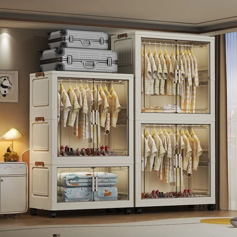 70cm/80cm Transparent Foldable Wardrobe, Portable Large-Capacity Storage Cabinet, Space-Saving Bedroom/Living Room Organizer 2