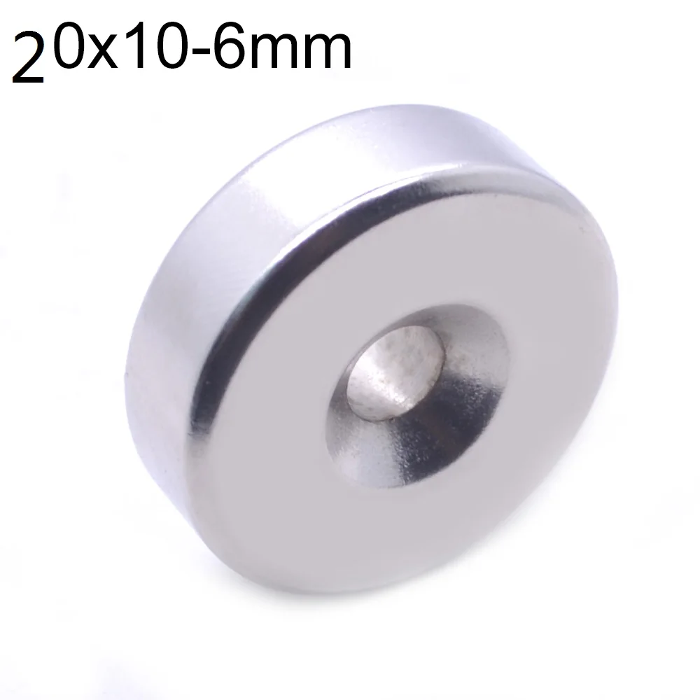 1-500Pcs 20x10-6MM Neodymium Magnet 20mm x 10mm Hole 6mm NdFeB N35 Round Super Powerful Strong Permanent Magnetic imanes Disc