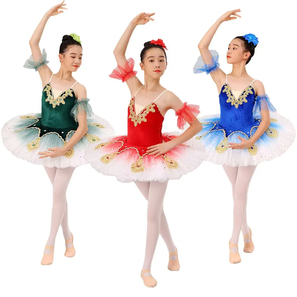 Peacock Opening Screen Children\'s Ballet Skirt Girls\' Dance Skirt Disc sequin Ballet Performer Costume Program Performance Dress