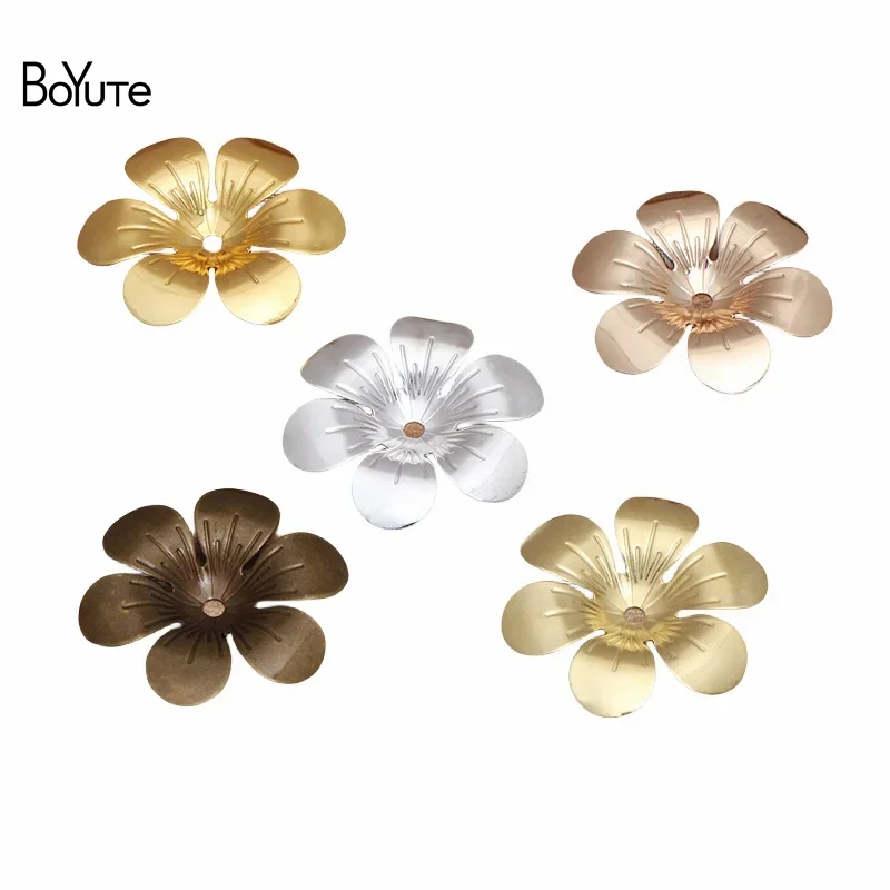 

BoYuTe (100 Pieces/Lot) Metal Brass Stamping 25MM Flower Jewelry Accessories Diy Hand Made Materials Wholesale