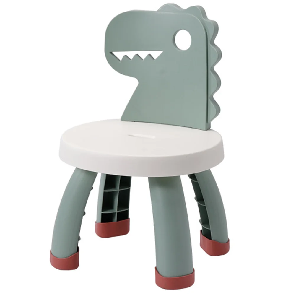 

Children Learning Chair Green Dinosaur Kids Study Chairs Cartoon Toddler Back Seat Portable Step Stool Safer PVC Material Smooth