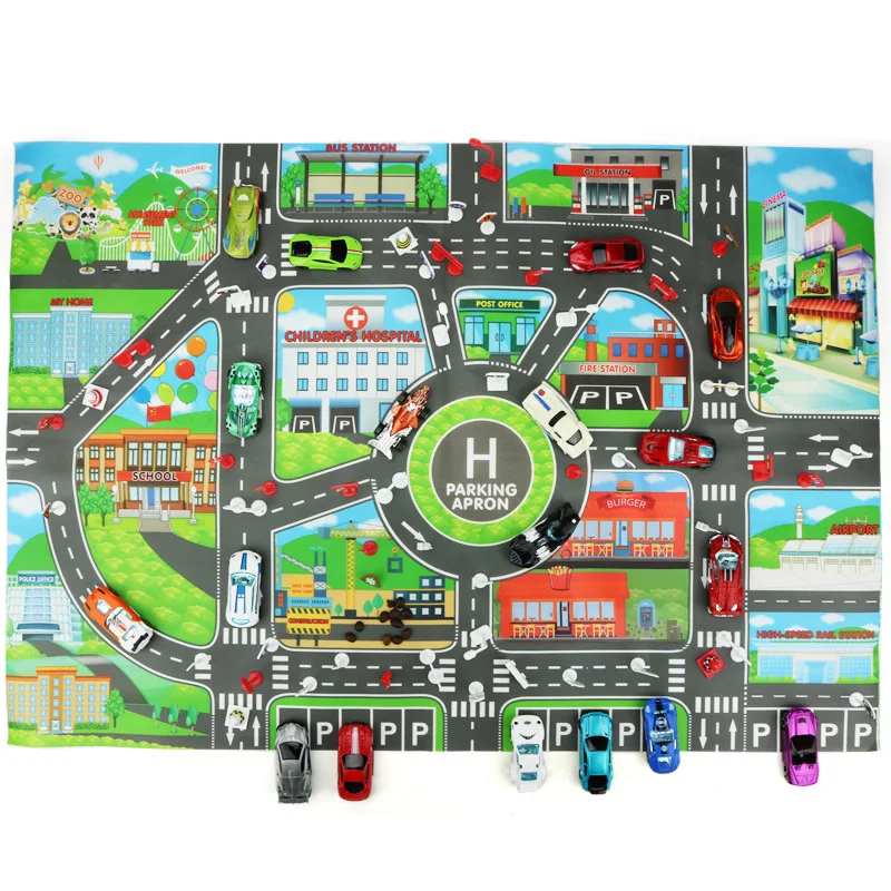

Factory Price Direct Supply Children's Toys Chinese Parking Scene Traffic Road Sign Map 83*57CM Does Not Include Cars