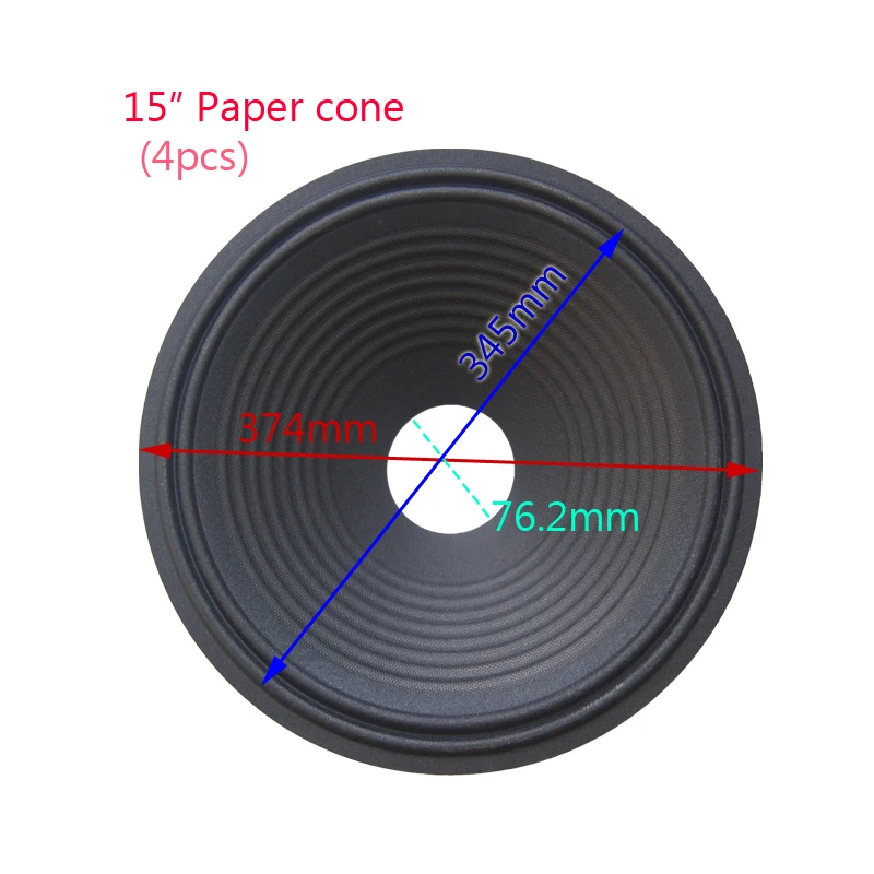 

4 Pieces/Lot 15 Inch Loudspeaker 2 Fold Line Cloth Edge Paper Cone 374mmx76.2mm Bass Woofer Subwoofer Accessories