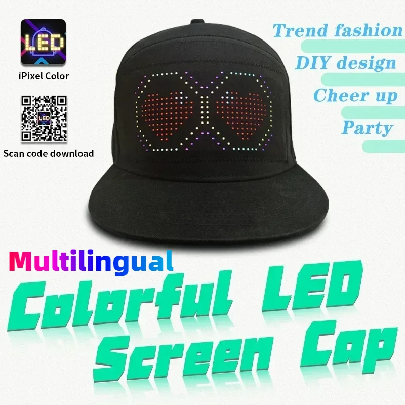 Bluetooth LED Glowing Baseball Hat Smart Matrix Display Screen 5V APP Controlled Hat Hip Hop Party Cool Decor Display Signs Hat