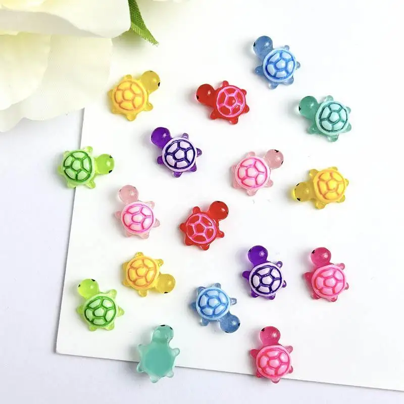 30PCS Creative Mini Turtle Nail Charms Cartoon Dopamine Colored Turtle Resin Nail Art Decorations DIY Phone Case Nails Cratfts