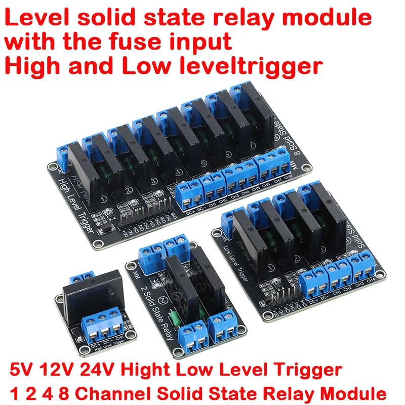 1 2 4 8 Channel Way 5V 12V 24V High Low Level Trigger Solid State Relay Module Board Relay SSR 250VAC/2A 240VAC/2A