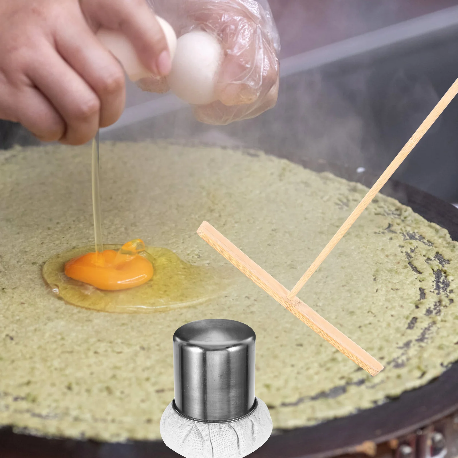 

Pancake Grease Brush Oil Spreading Tool Stainless Steel Spatula T Shaped Crepe Spreader Grilling Wiper Pan Applicator Kitchen