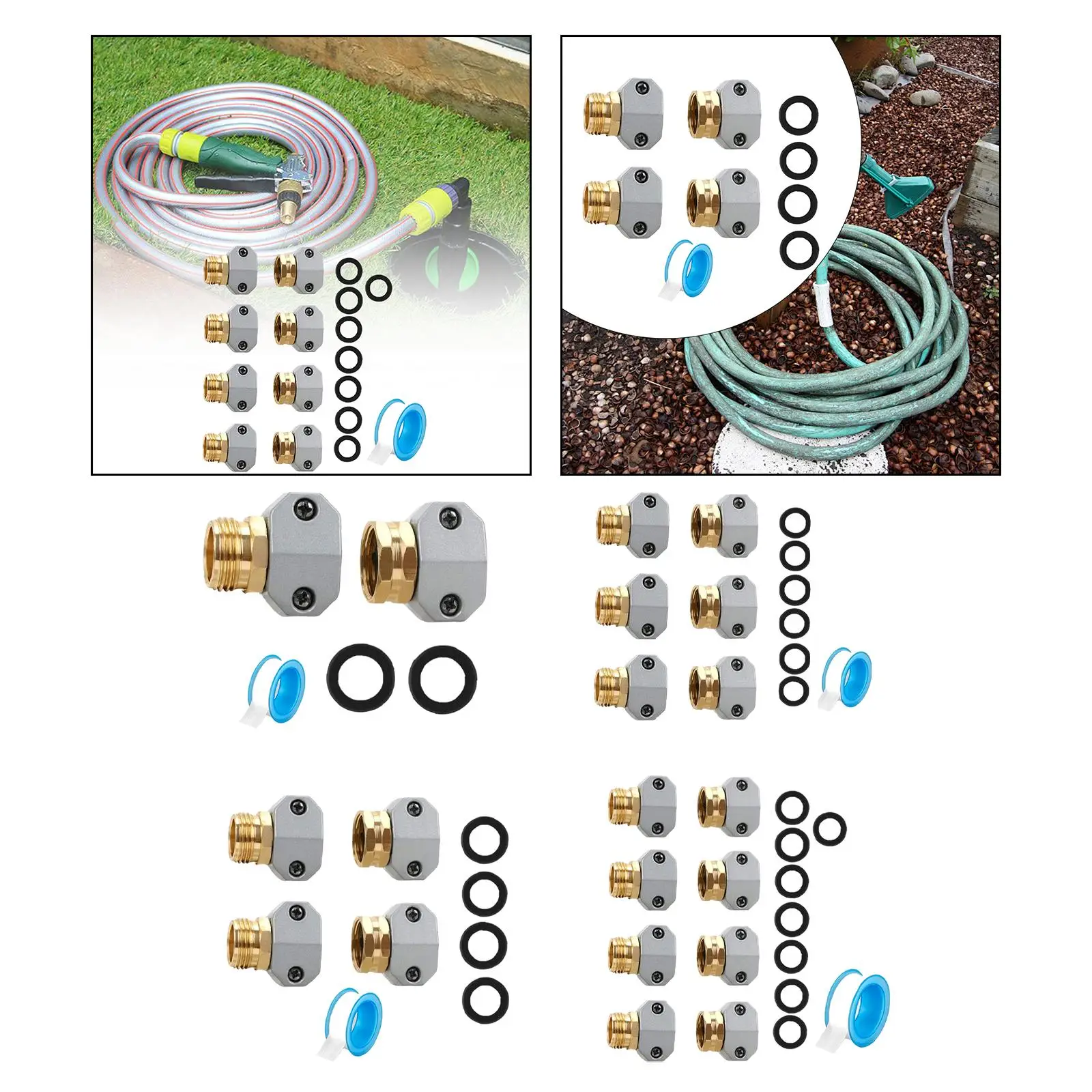 정원 호스 수리 세트, 정원 호스 수리 피팅, 암수, 쉬운 설치, 워터 호스 엔드 수리 커넥터