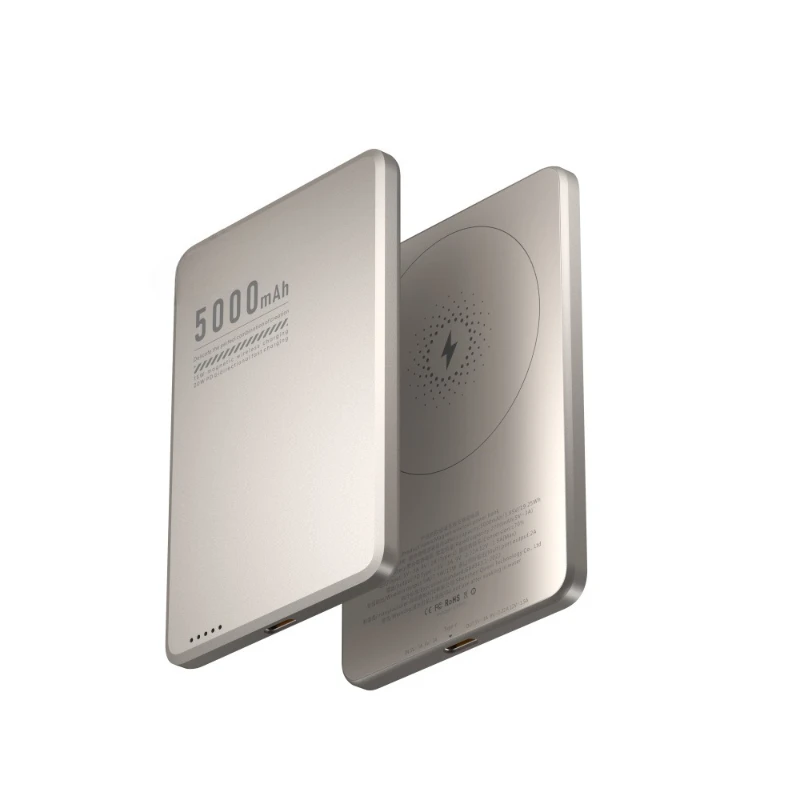 5000mAh For IPhone External Power Bank Wireless Charge Powerbank Portable Travel Ultra-thin Alloy Shell Backup Battery