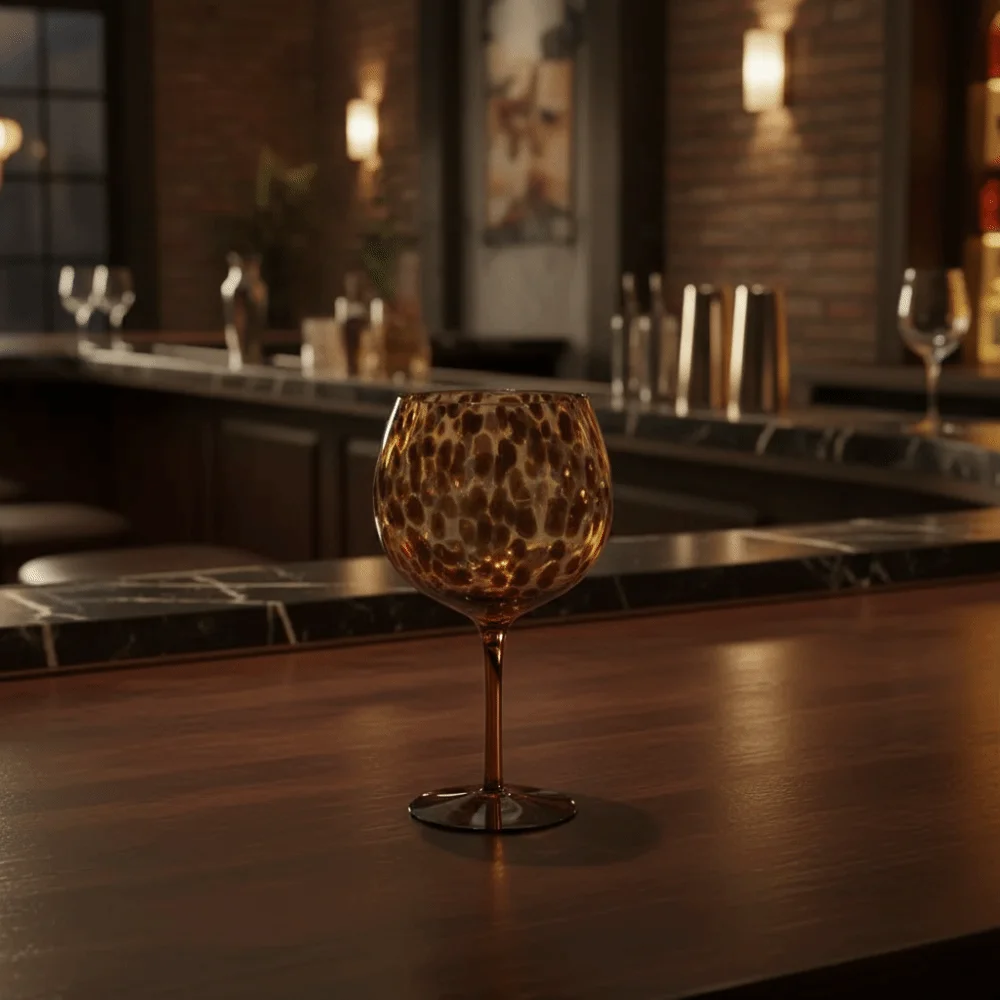 Elegant Vintage Amber Leopard Goblet Glass Heat-resistant Leopard Spot Highball Glass Lightweight Art Style Water Cup Bar