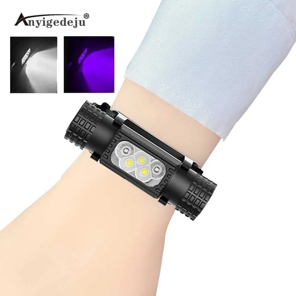 white Purple 395nm UV LED Portable Light Wristlight Strap Night Cycling Running Fishing Lamp Wirst Bracelet Wristlamp Flashlamp