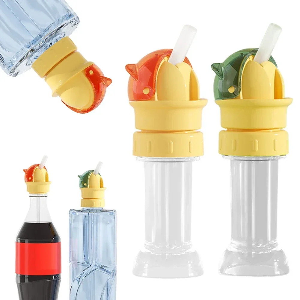 With Straw Lid Beverage Water Bottle Cap Spill-Proof With Storage Box Water Bottle Lid Dustproof Anti Choking Drinking Tube