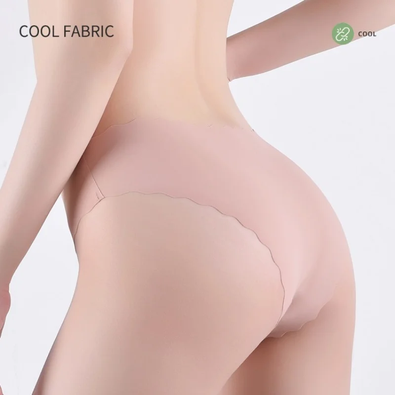 4Pcs/Set Ice Silk Mid-Rise Panties Women's Seamless Briefs Solid No Show Underw… - Image 3