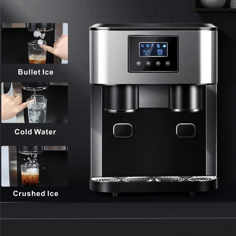 New Design 3 in 1 Ice Maker Household Small Cube Round Shape Ice Making Crushing Machine LCD Touch Screen Ice Dispenser