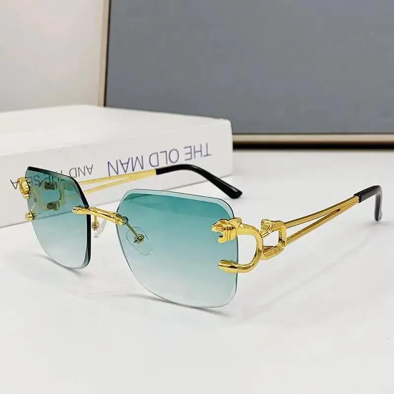 Neue goldene Tiger kopf Herren Sonnenbrille quadratische Sonnenbrille Mode Damen Metall Schnittkante Brillen Männer Frauen Unisex Brille