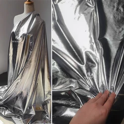 Bright Silver High Elastic Fabric Handmade Soft Mirror Clothing Designer Creative Design Fabrics Cloth Wholesale Material