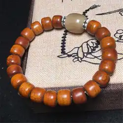 Tibetan Bracelet Stretch Old Color with Barrel Ox Horn Spacer for Man Woman BB-032