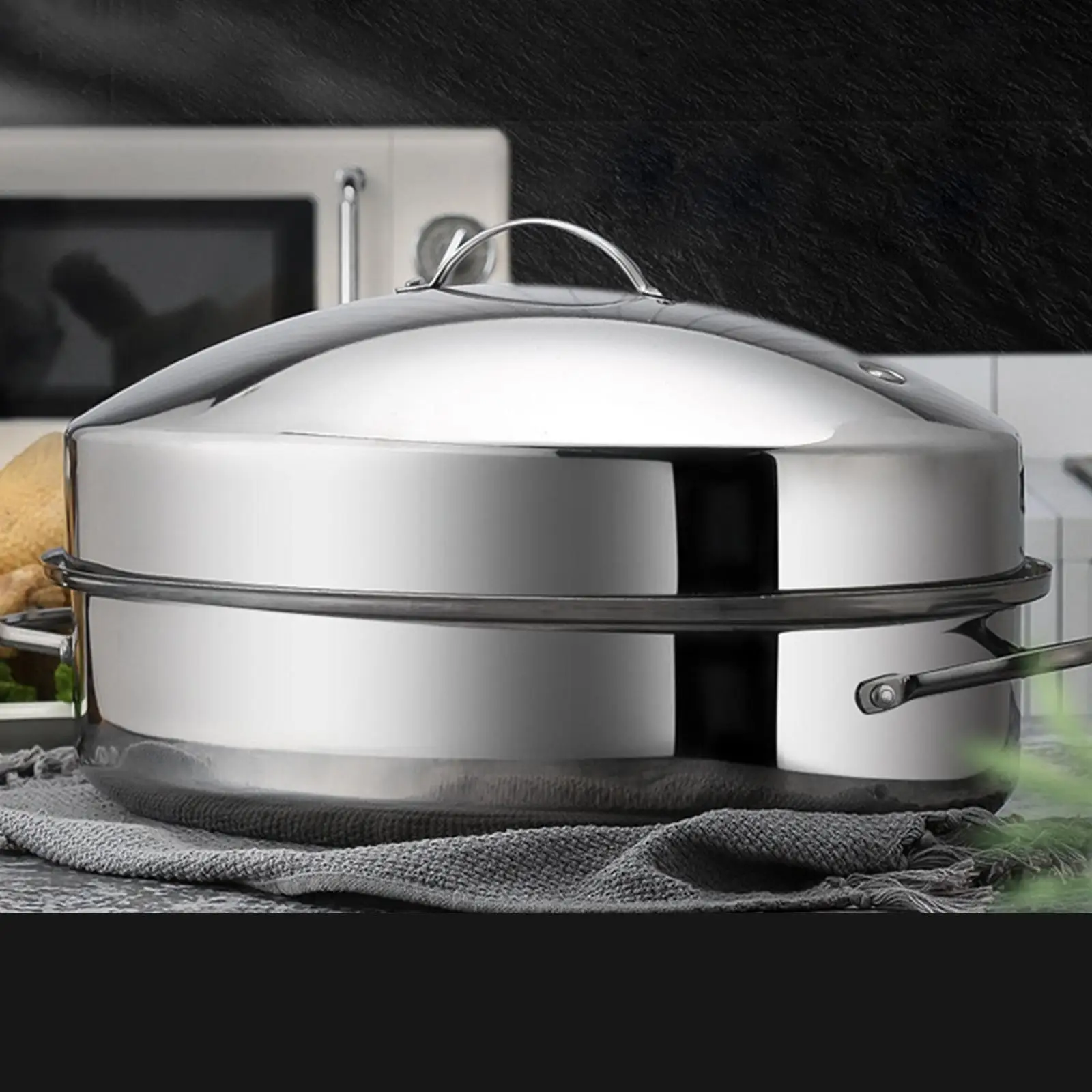 

Stainless Steel Roasting Pan Pasta Pot Portable Fish Poacher Potatoes