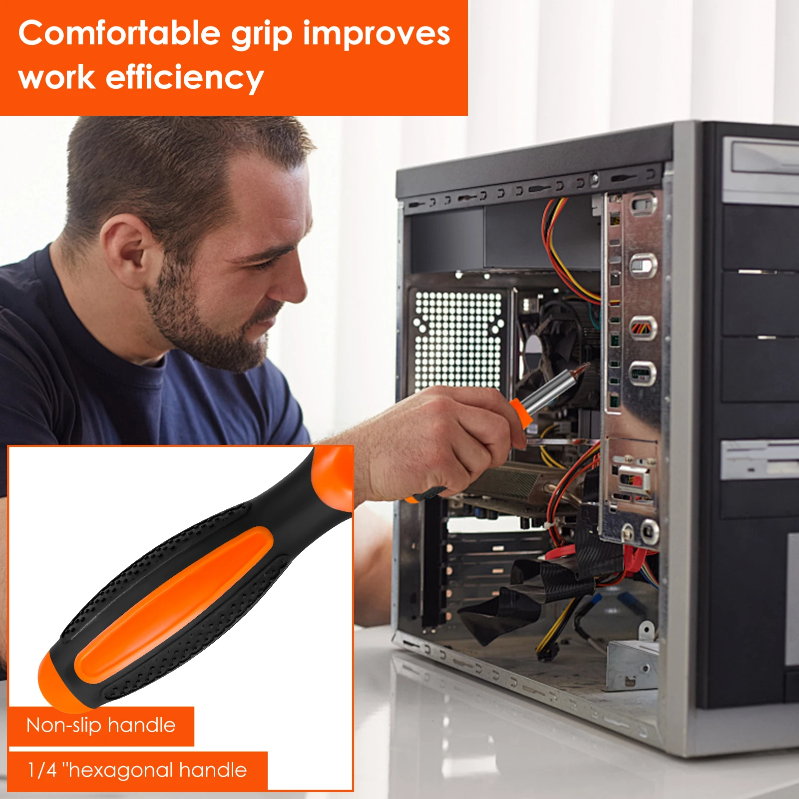 25Pcs Screwdriver Bit Set with Magnetic Tip 1/4 Inch Hex Shank 25 mm Cross/Slotted/Torx/Hex Head Short S2 Steel Bit Hand Tool