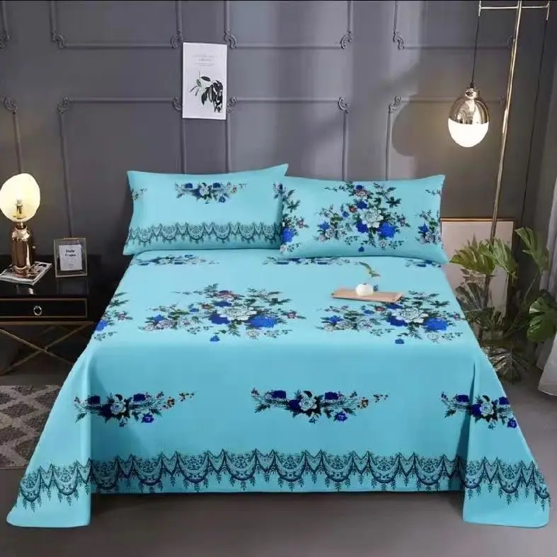 3pcs/Set Home Textile Bed Sheet Set with Pillowcases Cotton Material Lovers Home Room Bedding Flat Sheet Bed Sheet Set