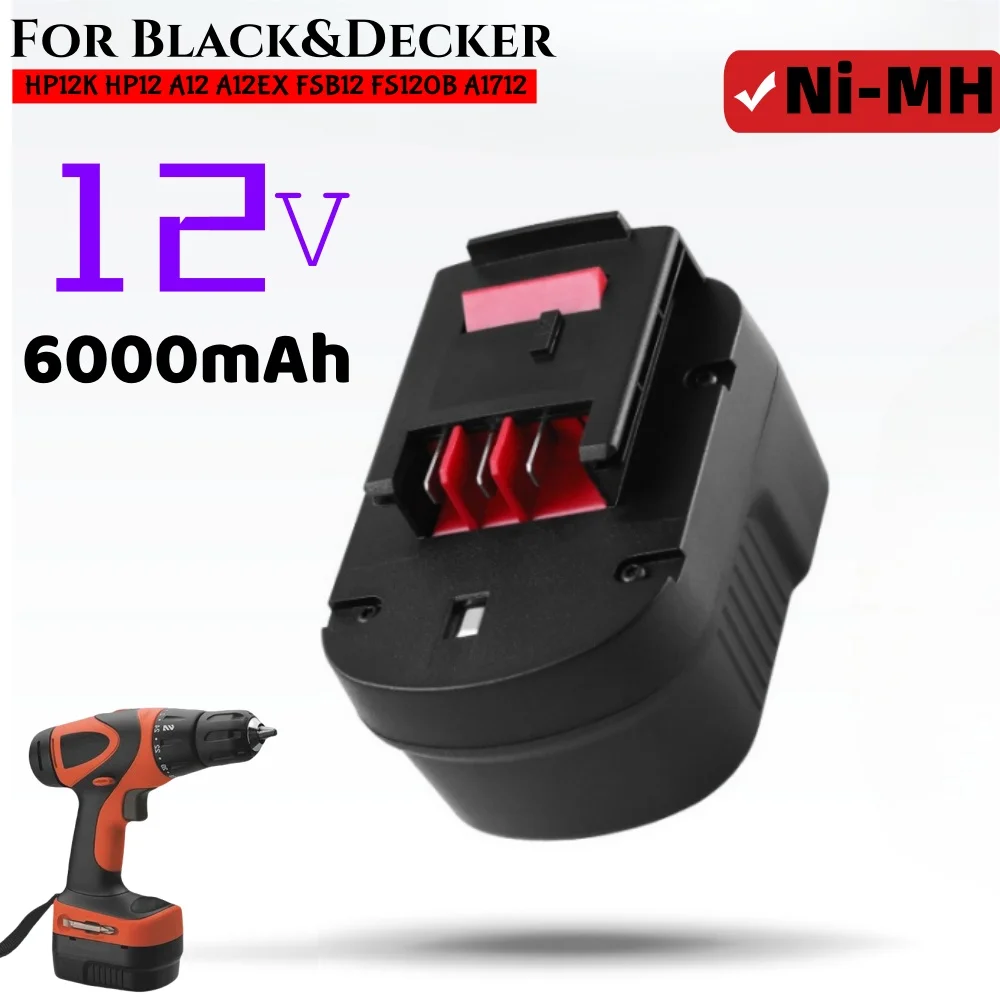 

AIMJIN 12 В 6000 мАч аккумуляторная батарея для инструментов Black&Decker A12 A12EX FSB12 FS120B A1712 HP12K HP12