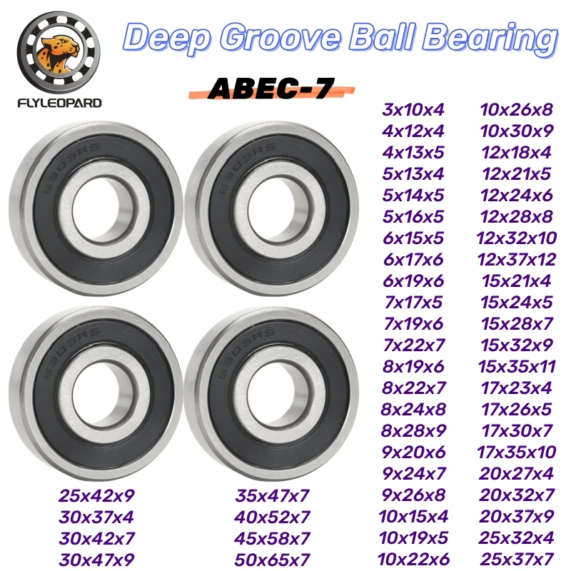 4pcs 6000 6200 6001 6201 6002 6202 6003 6203 6004 6204 6005 6205 6800 6900 RS 2RS ABEC-7 Chrome Steel Deep Groove Ball Bearings