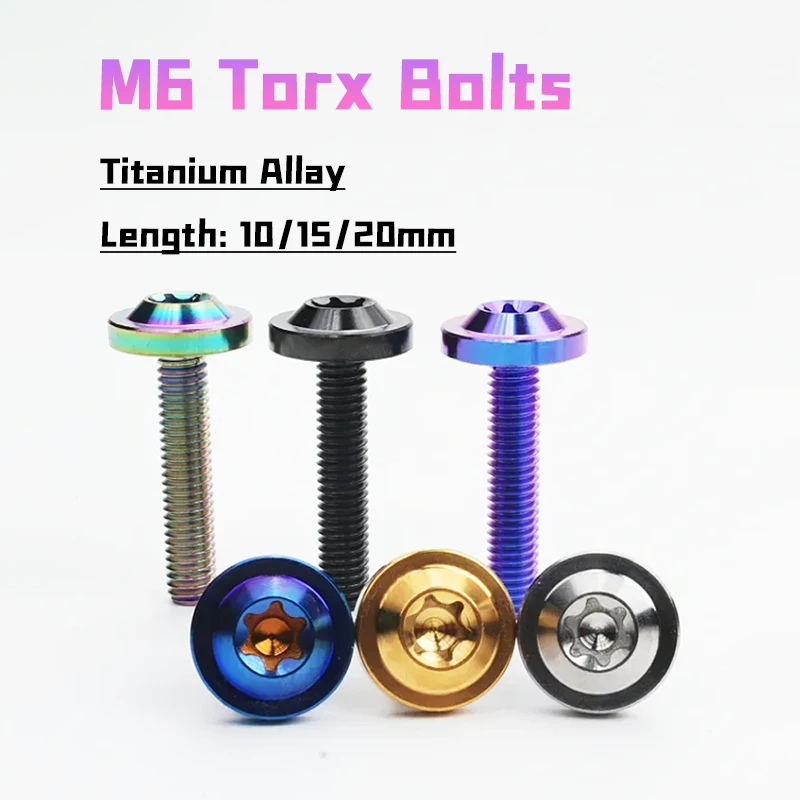 1~10pcs GR5 Titanium Bolts Flying Saucer Head Screws M6x10/15/20mm T30 Torx Head Anti-Theft Screws for Bike Motorcycle Shell