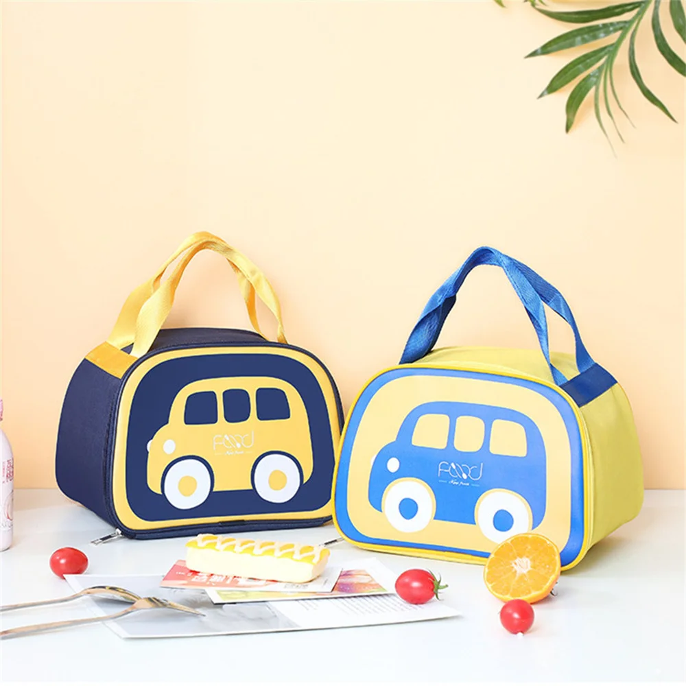 Cartoon Car Shaped Lunch Bag Portable Insulated Lunch Box Bag Simple Thickened Handbag Tote Bags Pouch for Women Girl Kids