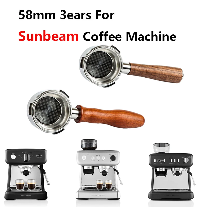 Portafilter tanpa dasar kopi 3 telinga, 58mm untuk Breville VCF125 Mini Barista Sunbeam EM4300/EM5300/EMM5400BK mesin Espresso