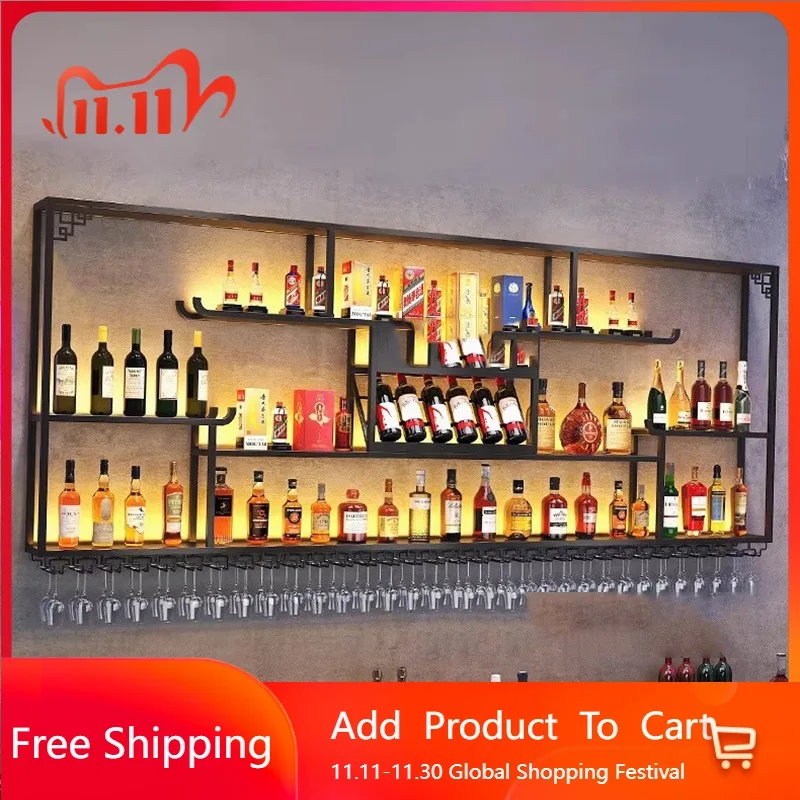 

Shelf Metal Bar Cabinet Wine Rack Restaurant Kitchen Storage Display Bar Cabinet Wine Rack Modern Salon Szafka Club Furniture