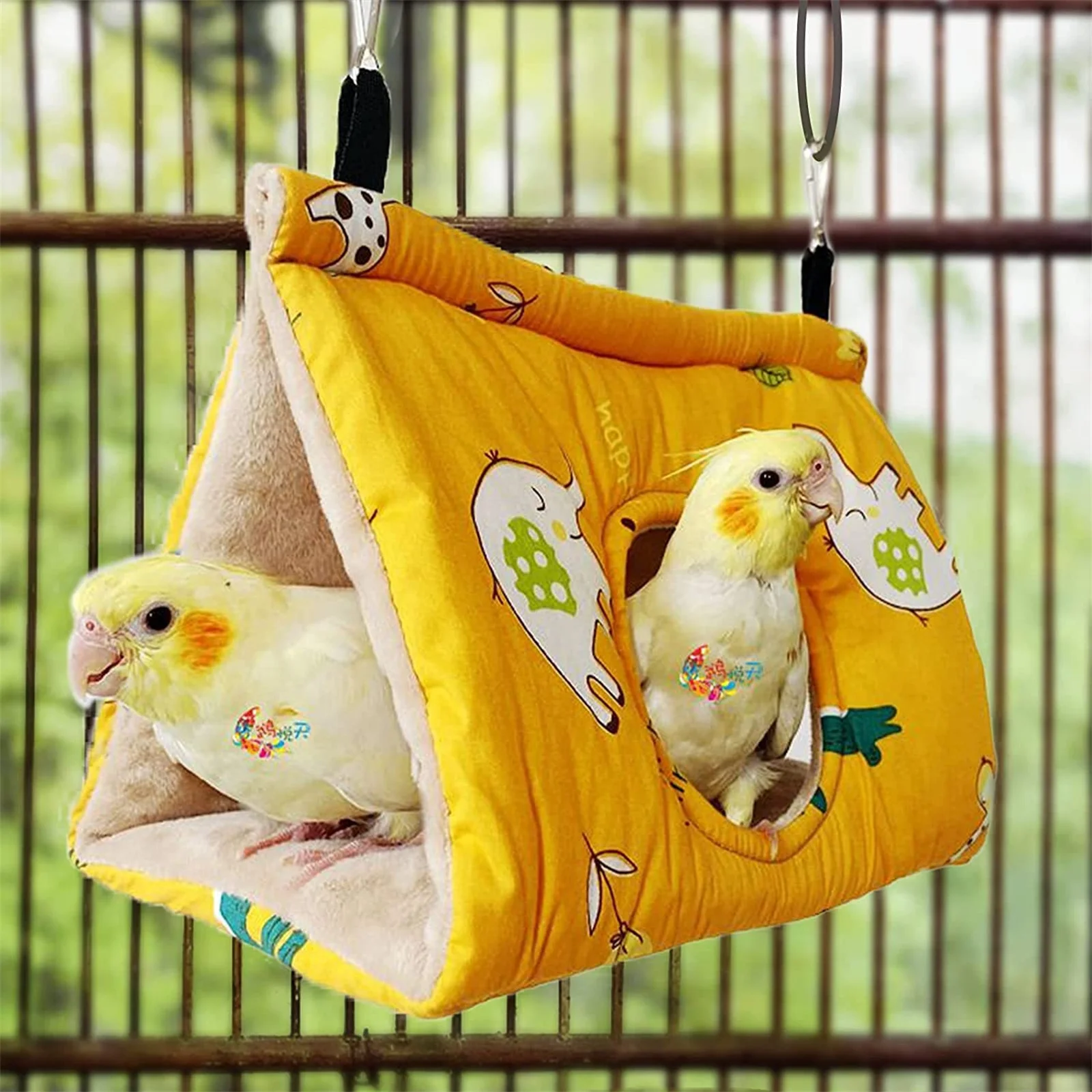 

Rypet Winter Warm Bird Nest House - Hanging Hammock Velvet Shed Hut Cage Plush Fluffy Birds Hideaway Sleeping Bed Fuzzy